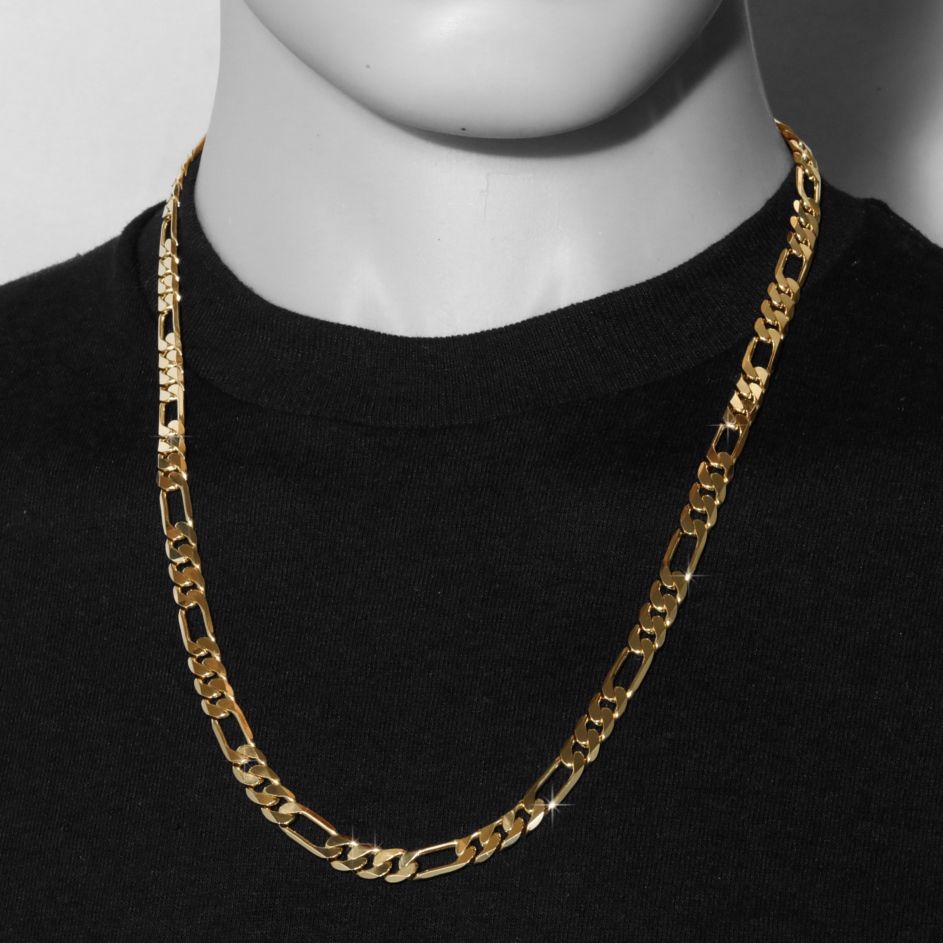 8 MM/24" FIGARO LINK CHAIN NECKLACE 14K REAL GOLD FILLED