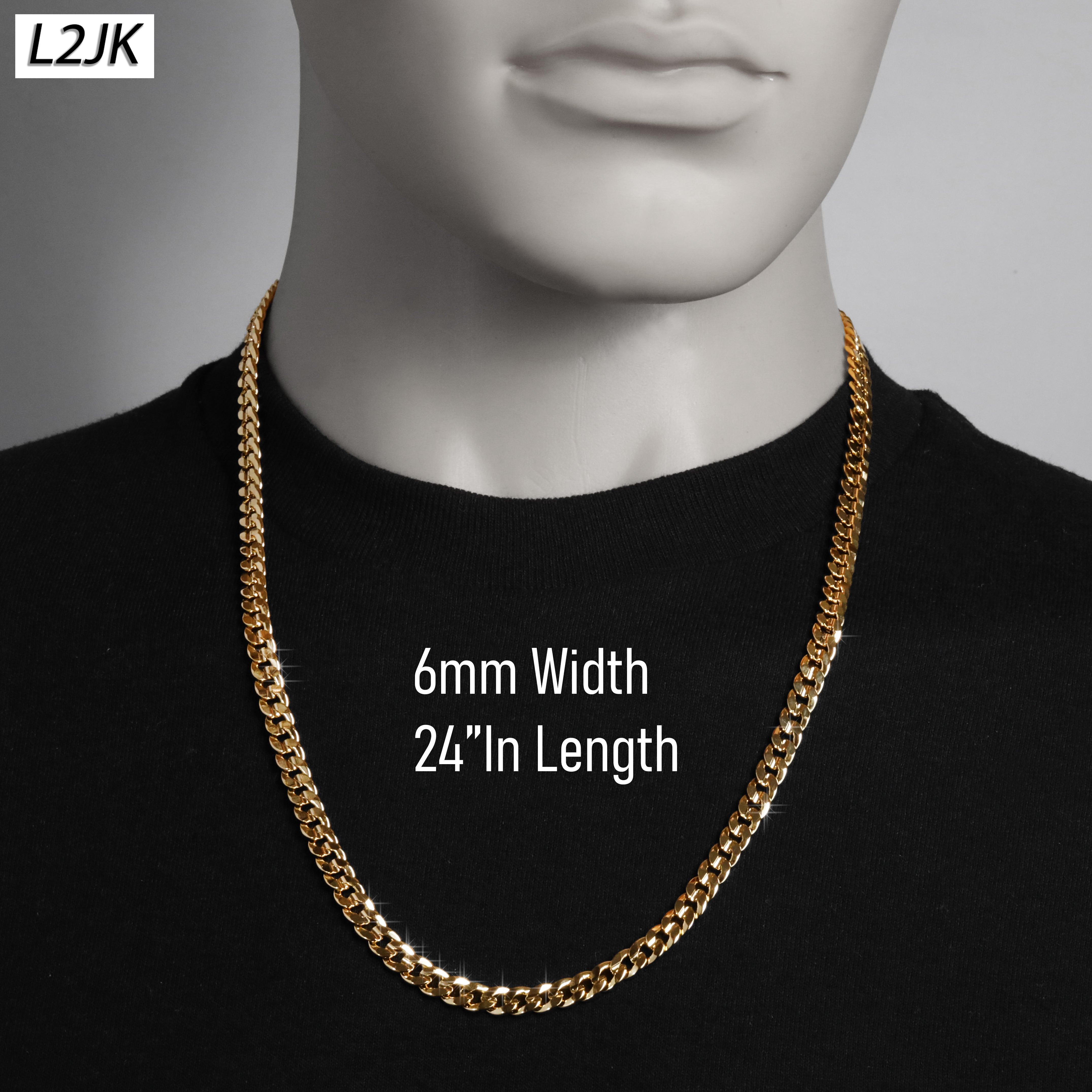 Men's Solid Concave Chain Necklace 5mm-10mm 24" IN.