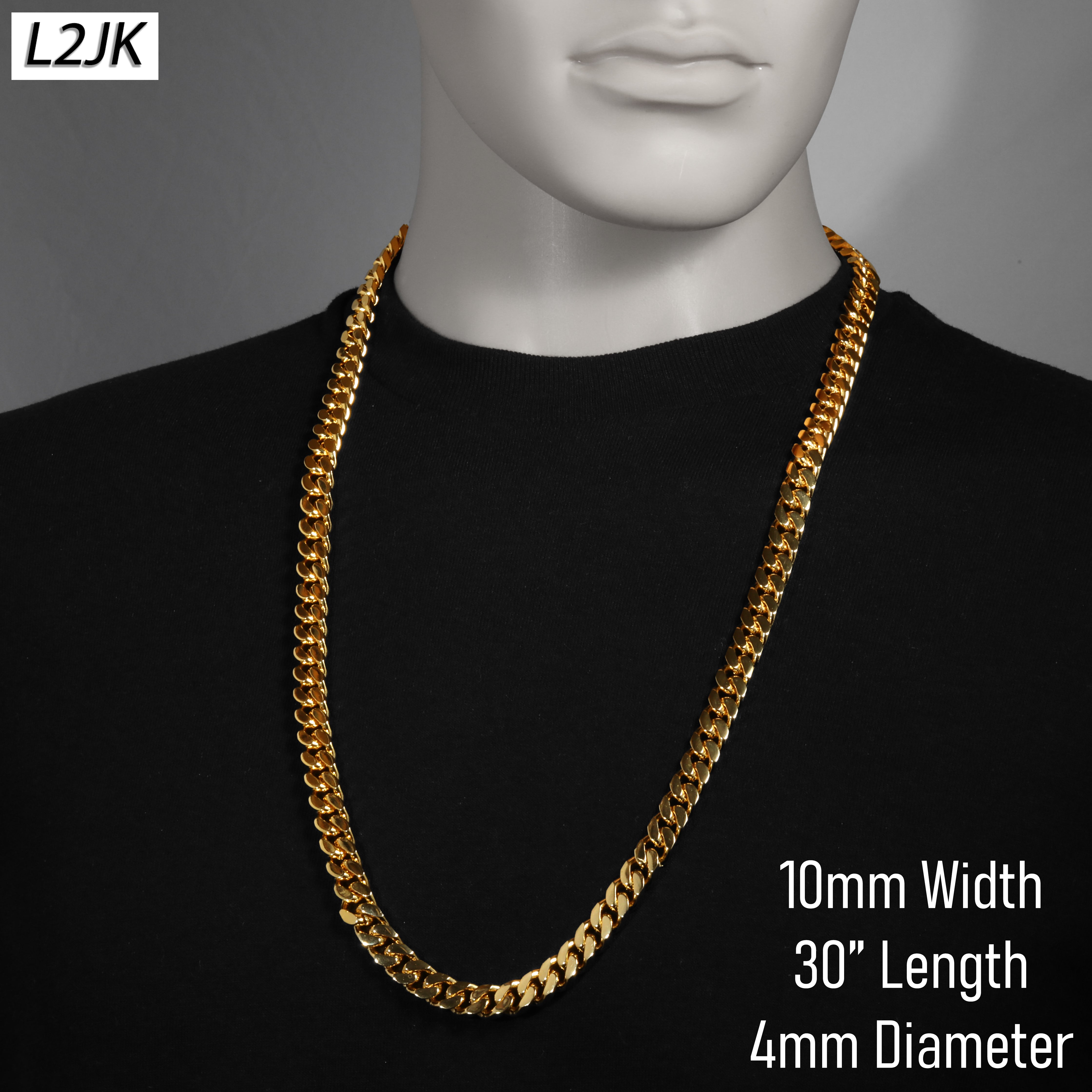 Men's Solid Curb Chain Necklace 6mm 8mm 10mm 30"