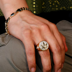 18k Gold Marijuana Leaf Ring Plated