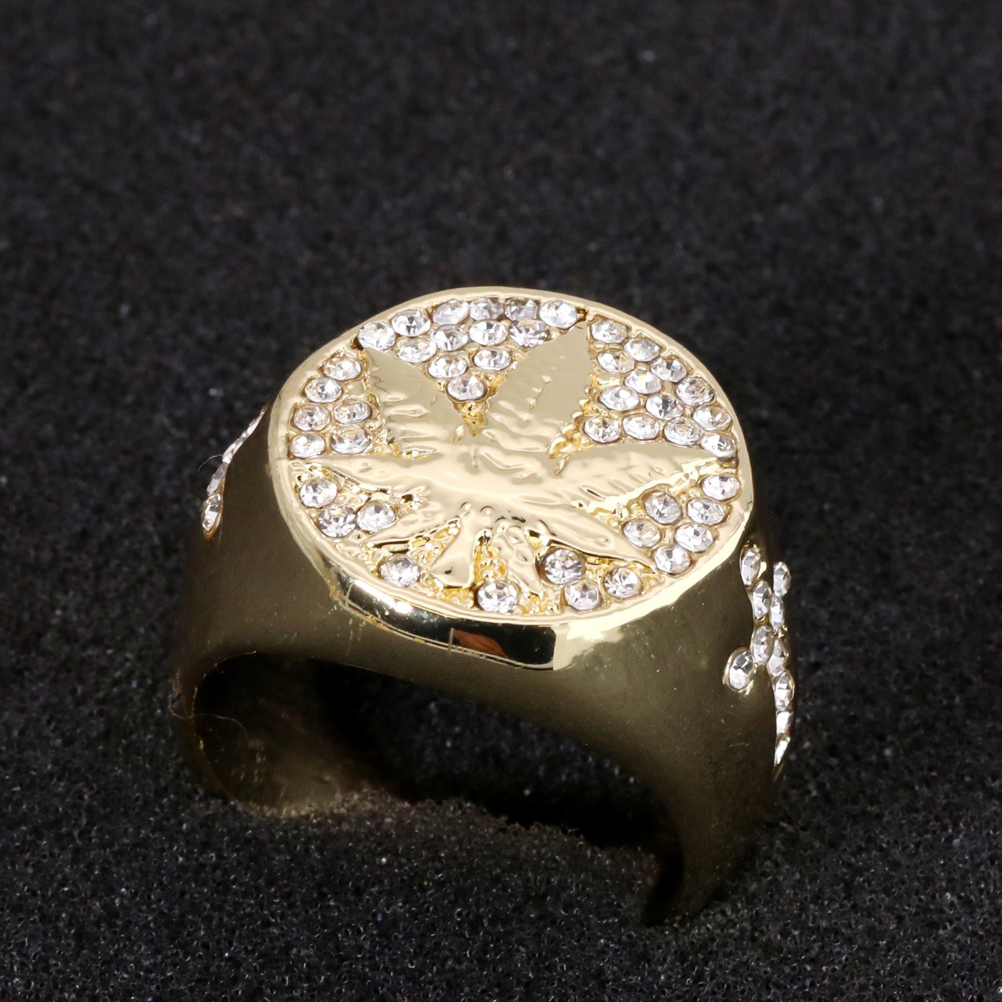 18k Gold Marijuana Leaf Ring Plated