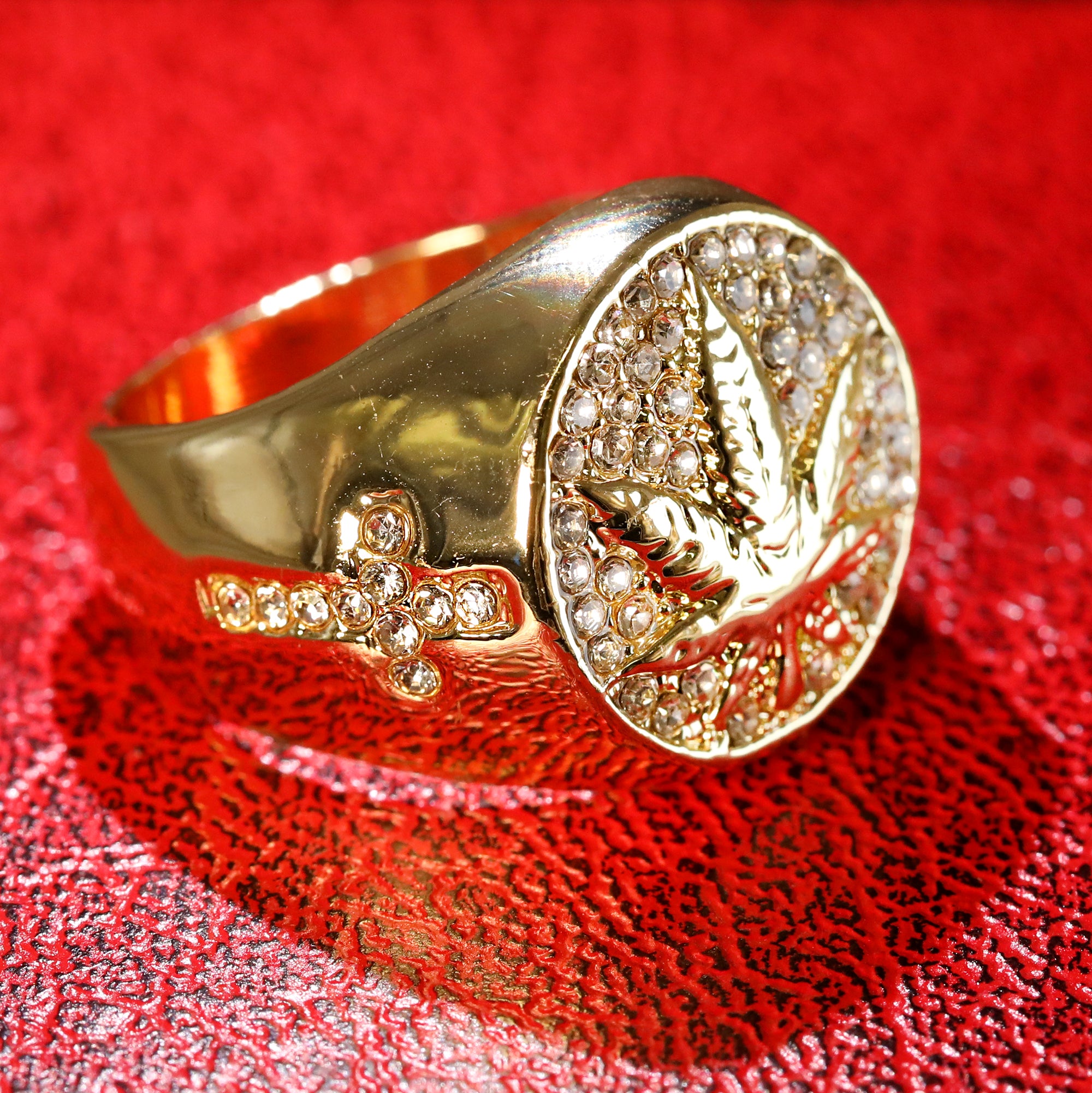 18k Gold Marijuana Leaf Ring Plated