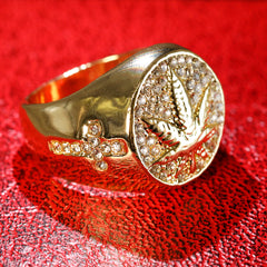 18k Gold Marijuana Leaf Ring Plated