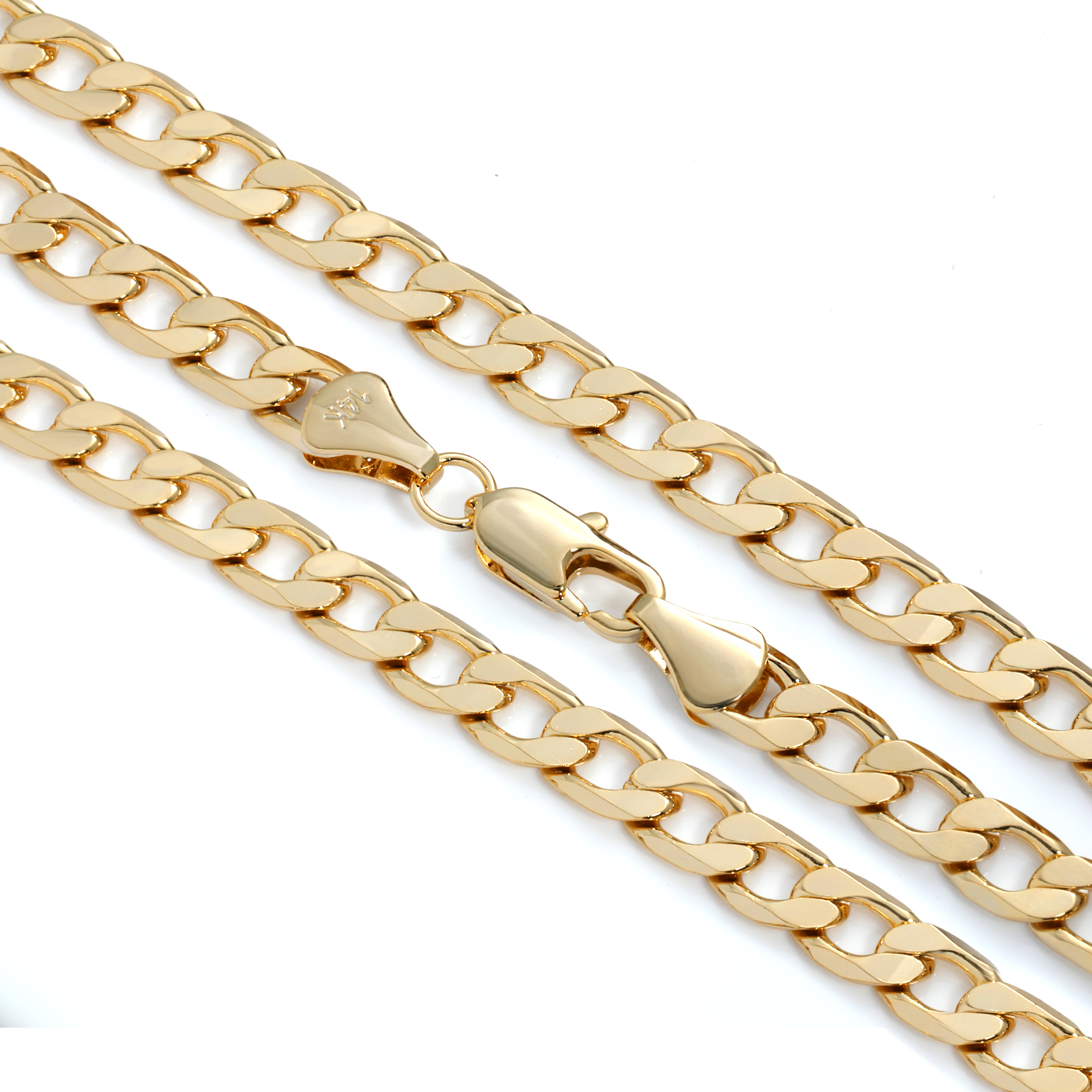 7mm 24" Flat Cuban Chain Necklace