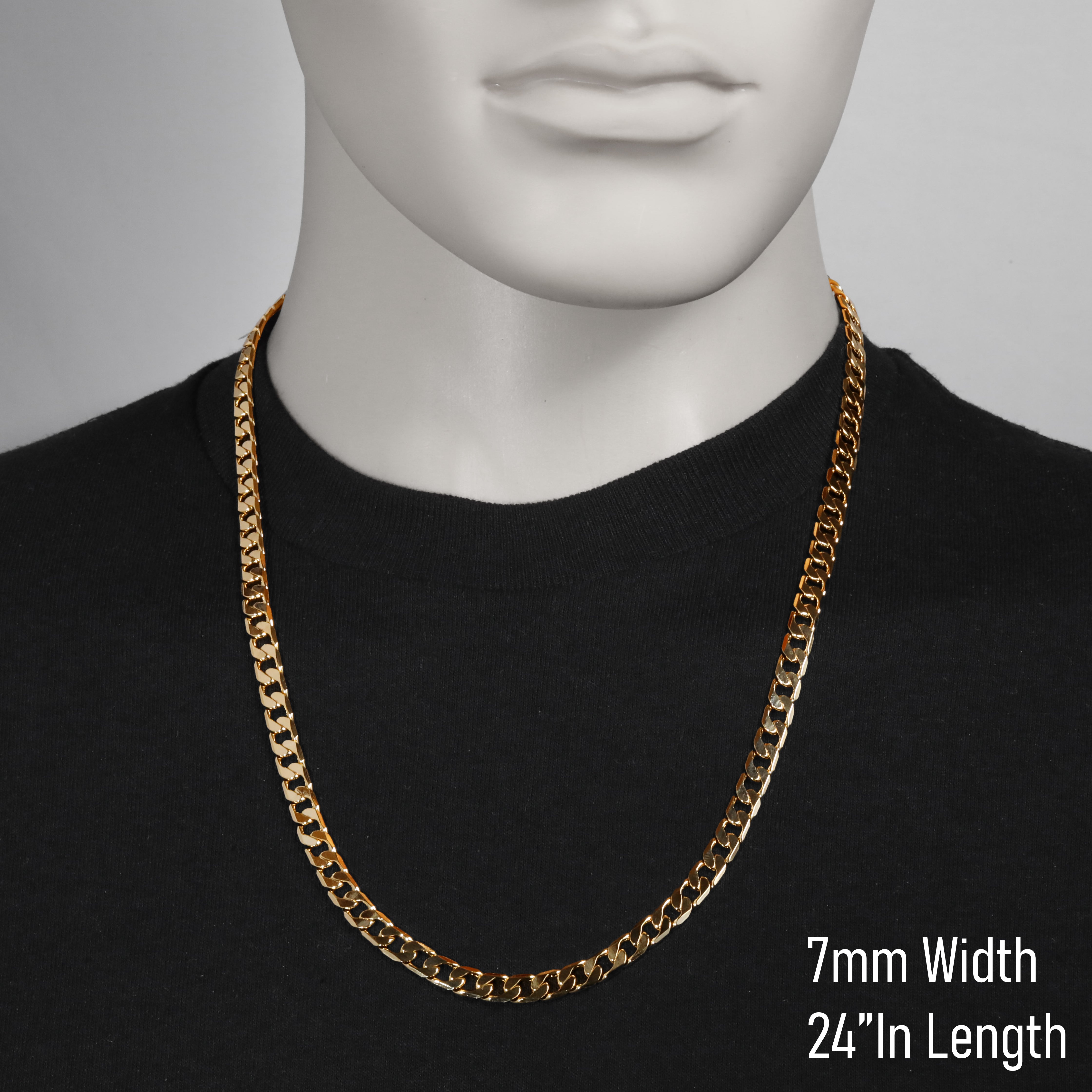7mm 24" Flat Cuban Chain Necklace