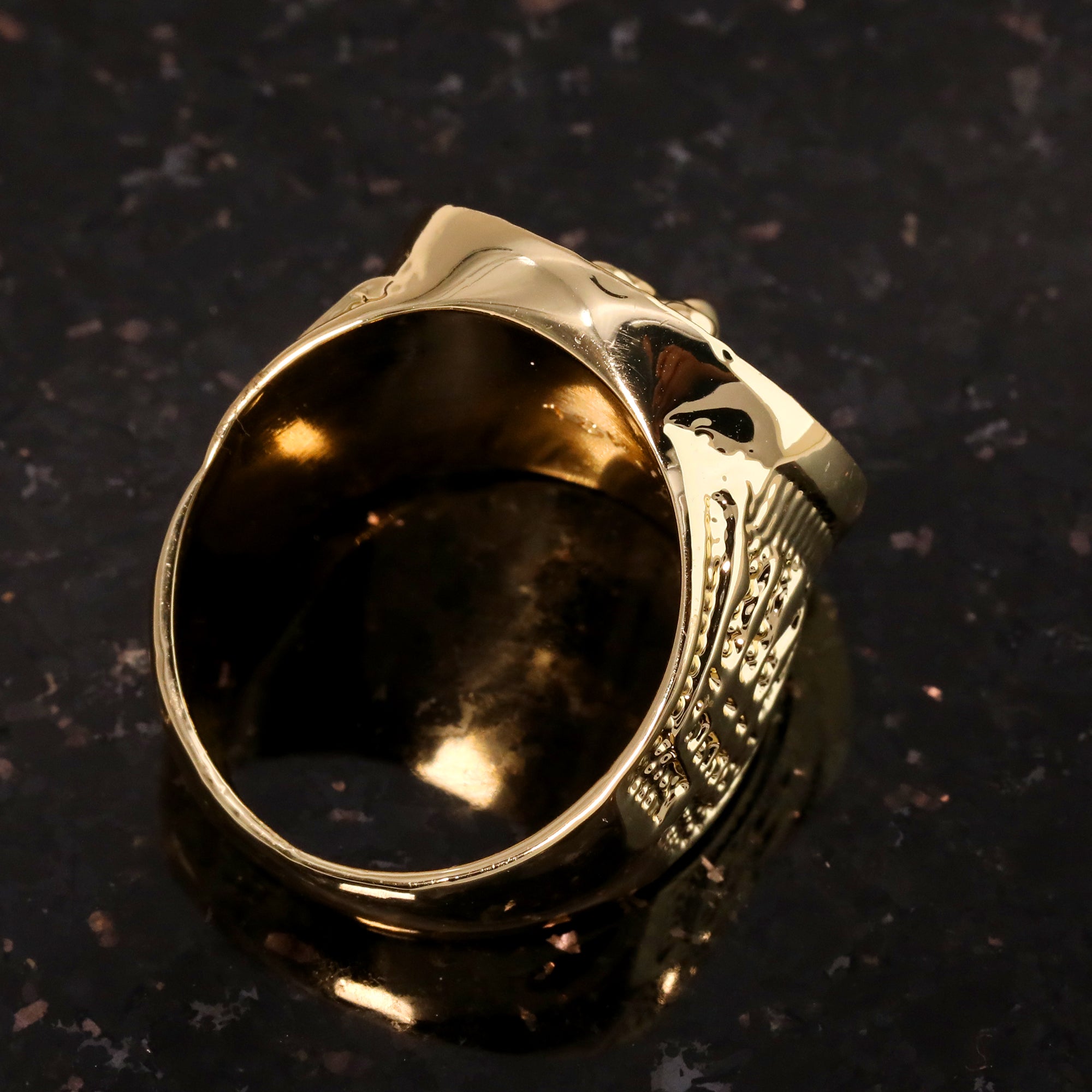 18k Gold Lion Greek Pattern Ring Plated