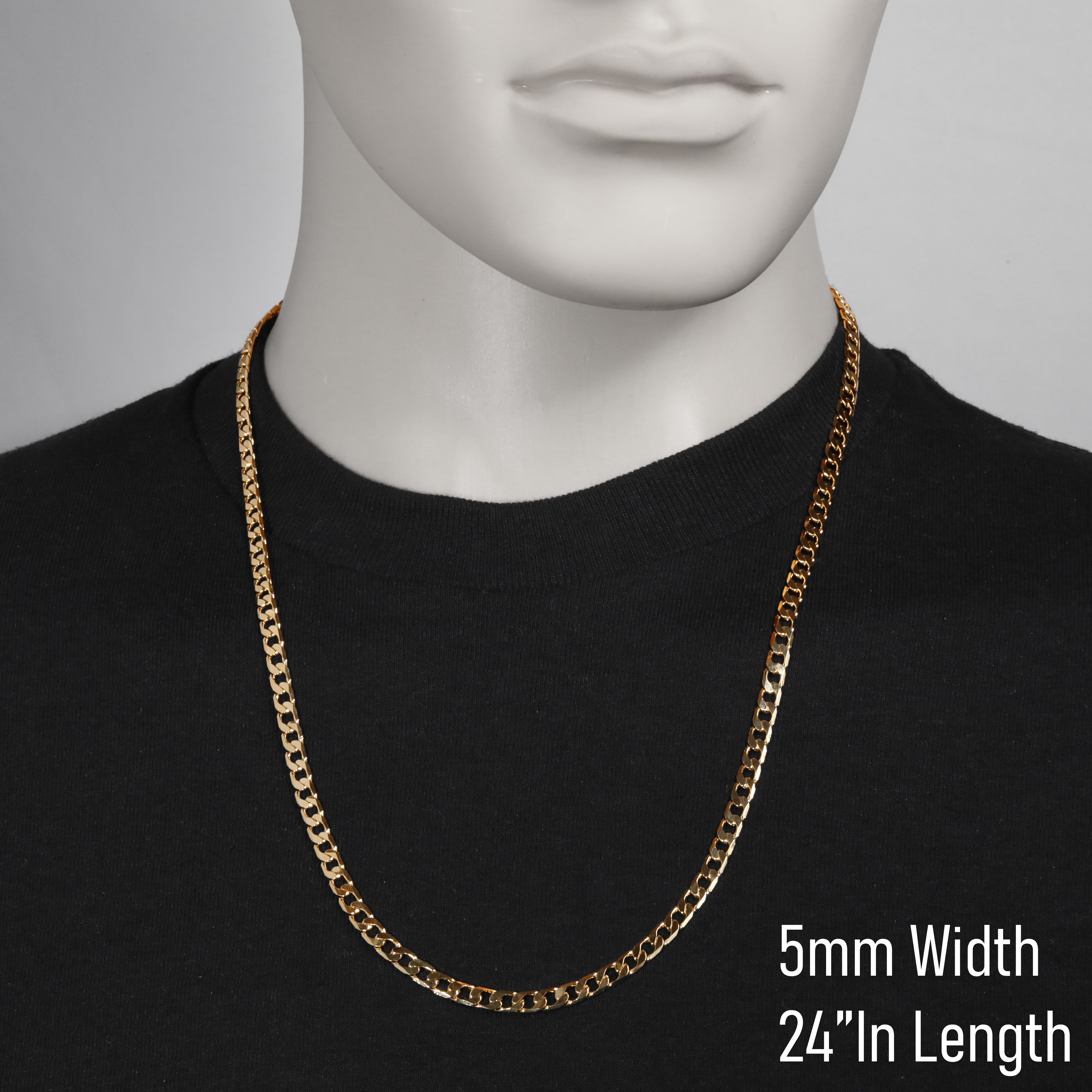 5mm 24" Flat Cuban Chain Necklace