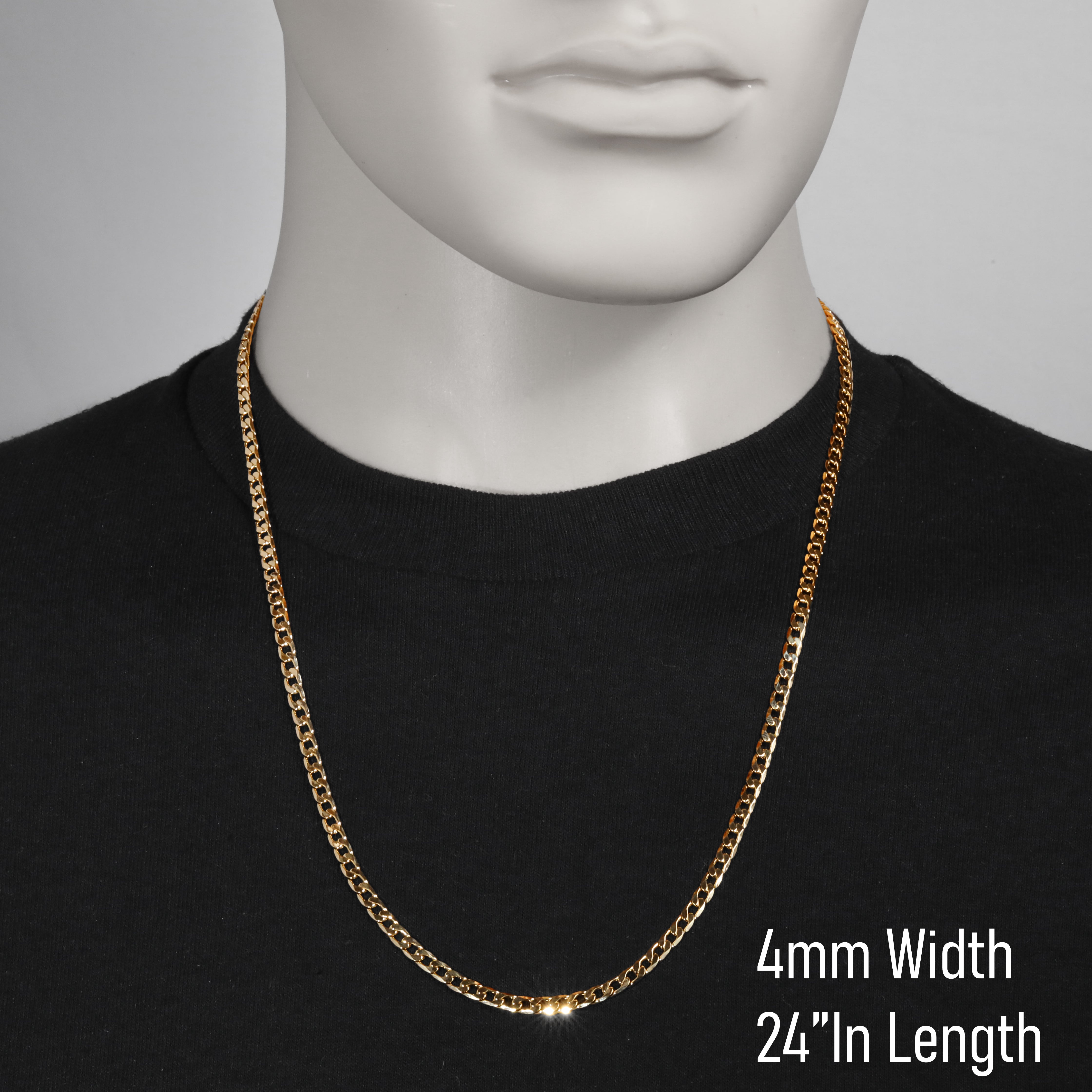 4mm 24" Flat Cuban Chain Necklace