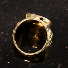 18k Gold Dollar Sing Ring Nugget Style Plated