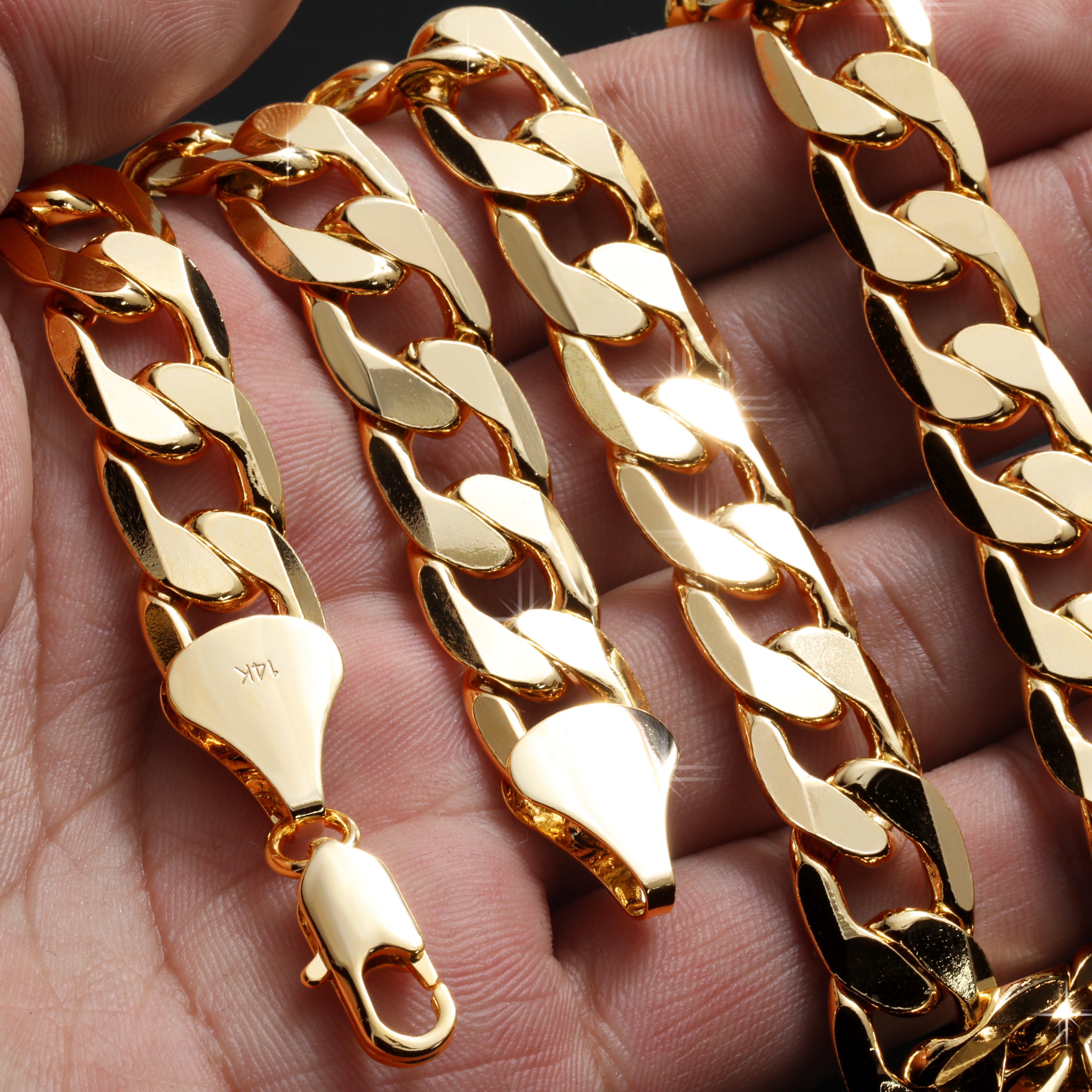 12mm 24" Flat Cuban Chain Necklace