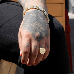 18k Gold Dollar Sing Ring Nugget Style Plated