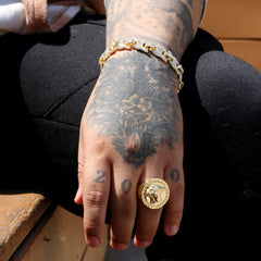 18k Gold Lady Greek Head Fancy Ring Plated