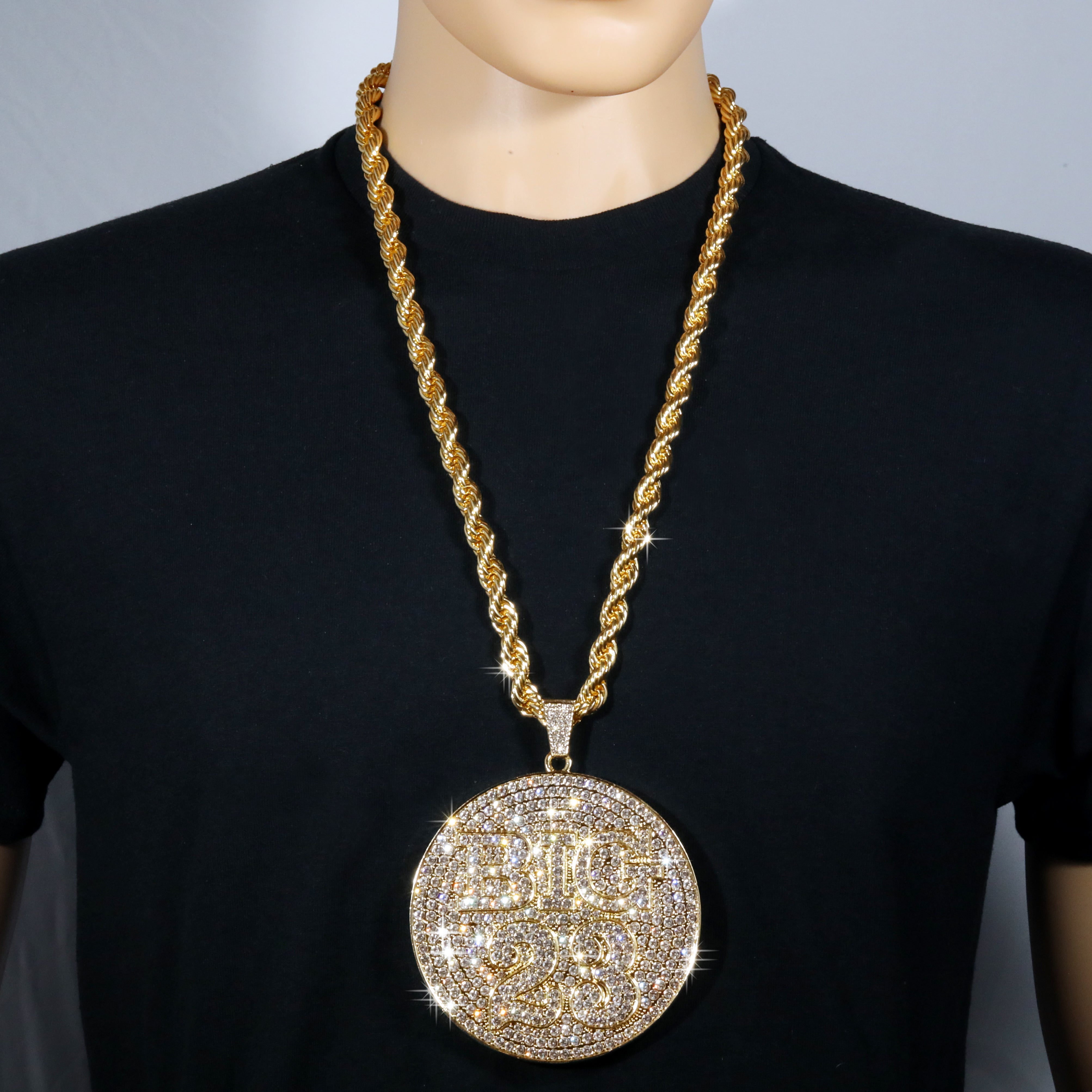 XXL "Big 23" 14k Gold Plated Pendant & Rope Chain