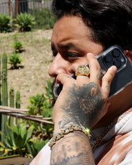 18k Gold Army Flag Batch American Anchor Ring Plated