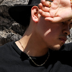 Figaro Link Choker Chain 18" Inches 3mm / 14k Gold Plated