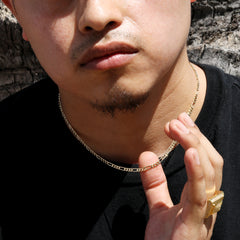 Figaro Link Choker Chain 18" Inches 3mm / 14k Gold Plated