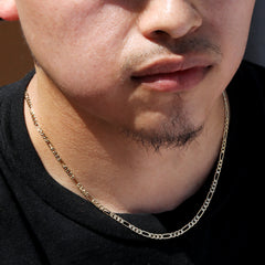 Figaro Link Choker Chain 18" Inches 3mm / 14k Gold Plated