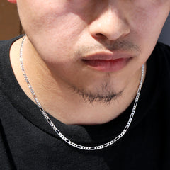 Figaro Link Choker Chain 18" Inches 3mm / 925 Silver Plated