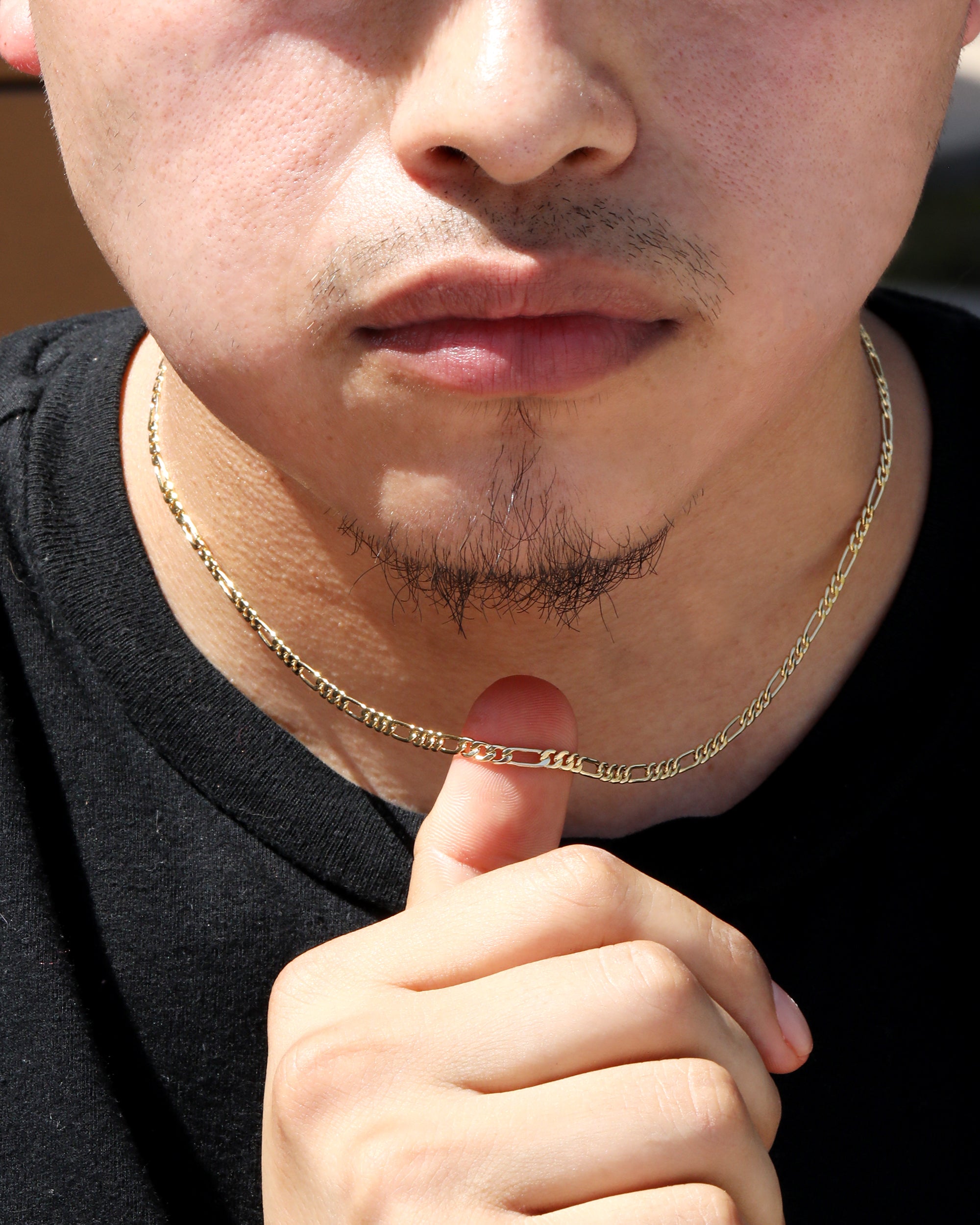 Figaro Link Choker Chain 18" Inches 3mm / 14k Gold Plated