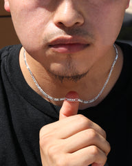 Figaro Link Choker Chain 18" Inches 3mm / 925 Silver Plated