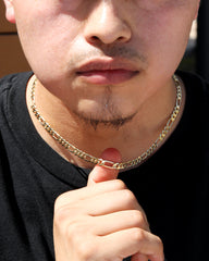 Figaro Link Choker Chain 18" Inches 6mm / 14k Gold Plated