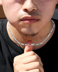 Figaro Link Choker Chain 18" Inches 5mm / 925 Silver Plated