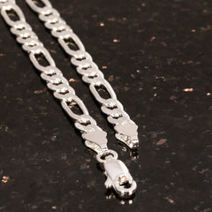 Figaro Link Choker Chain 18" Inches 5mm / 925 Silver Plated