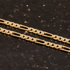 Figaro Link Choker Chain 18" Inches 3mm / 14k Gold Plated