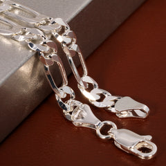 6mm Figaro Link Choker Chain 20" / 925 Silver Plated