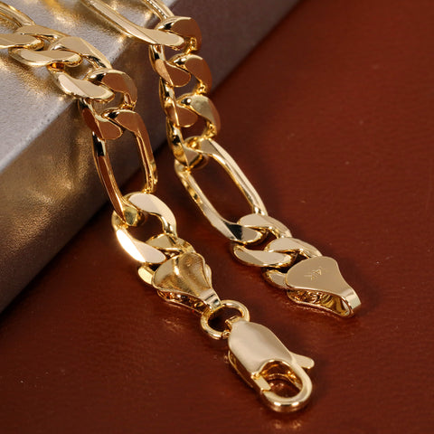 Figaro Link Choker Chain 18" Inches 6mm / 14k Gold Plated