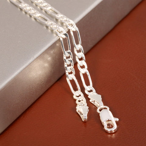 Figaro Link Choker Chain 18" Inches 3mm / 925 Silver Plated