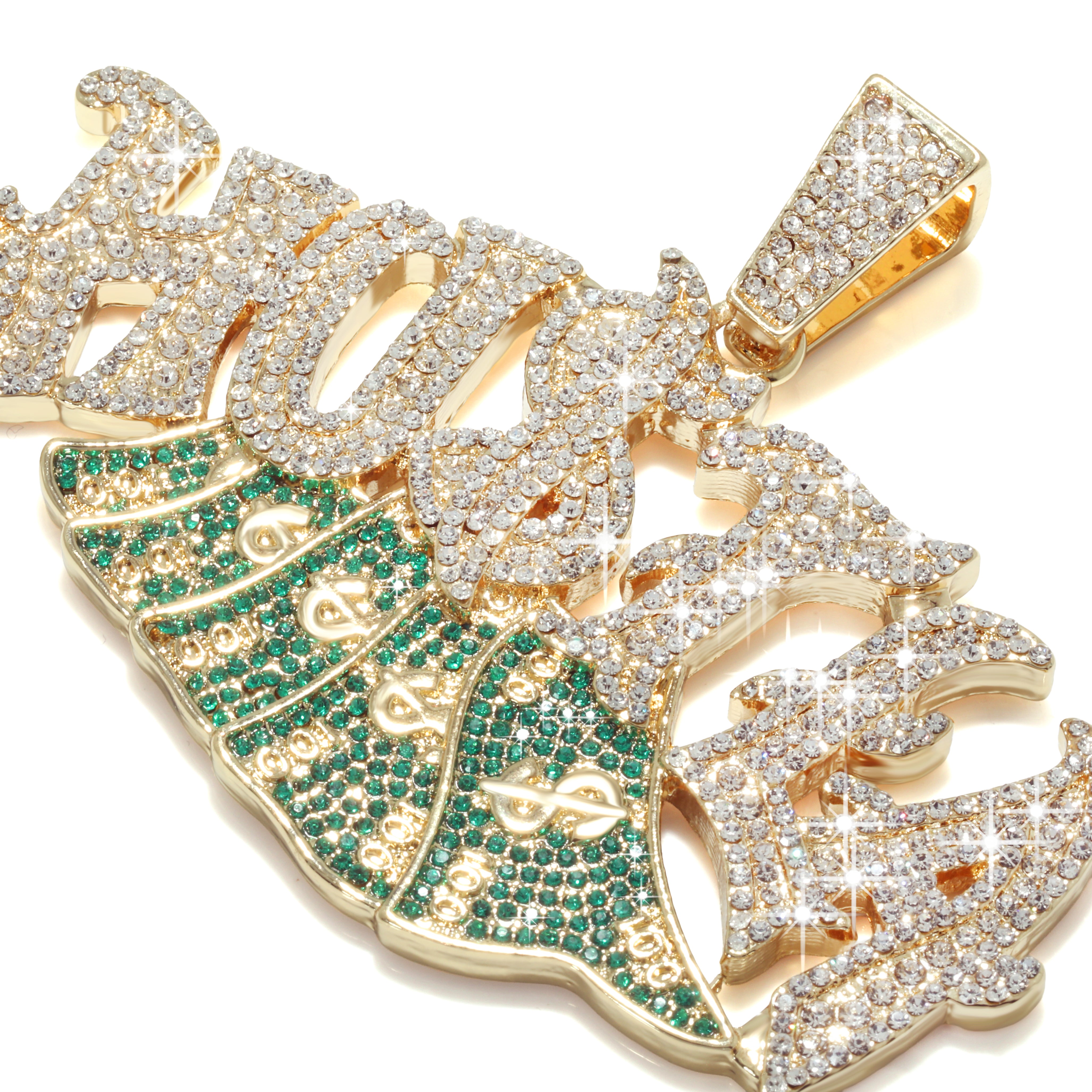 Huge Extra Large "HUSTLA CASH MONEY " Fully Iced | 14k Gold Plated Necklace