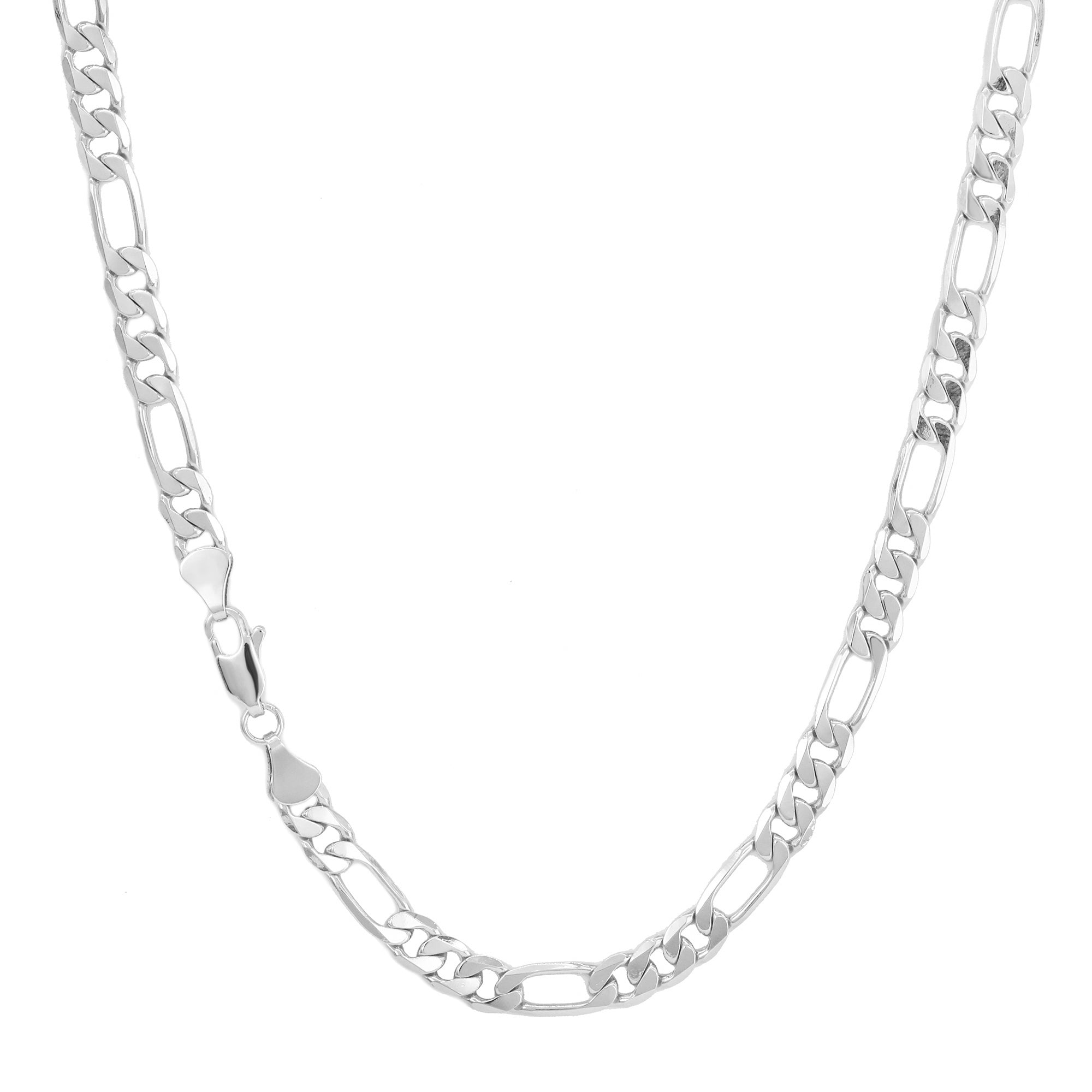 Figaro Link Choker Chain 18" Inches 5mm / 925 Silver Plated