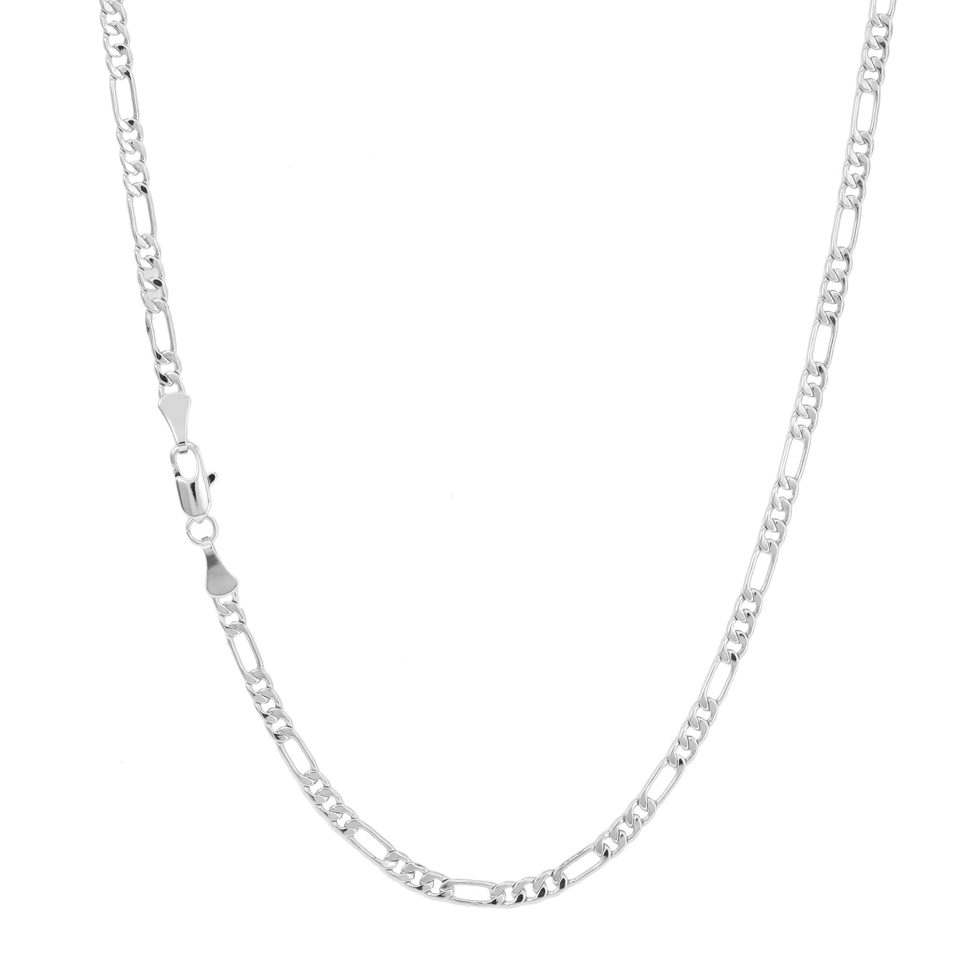 Figaro Link Choker Chain 18" Inches 3mm / 925 Silver Plated