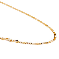 Figaro Link Choker Chain 18" Inches 3mm / 14k Gold Plated