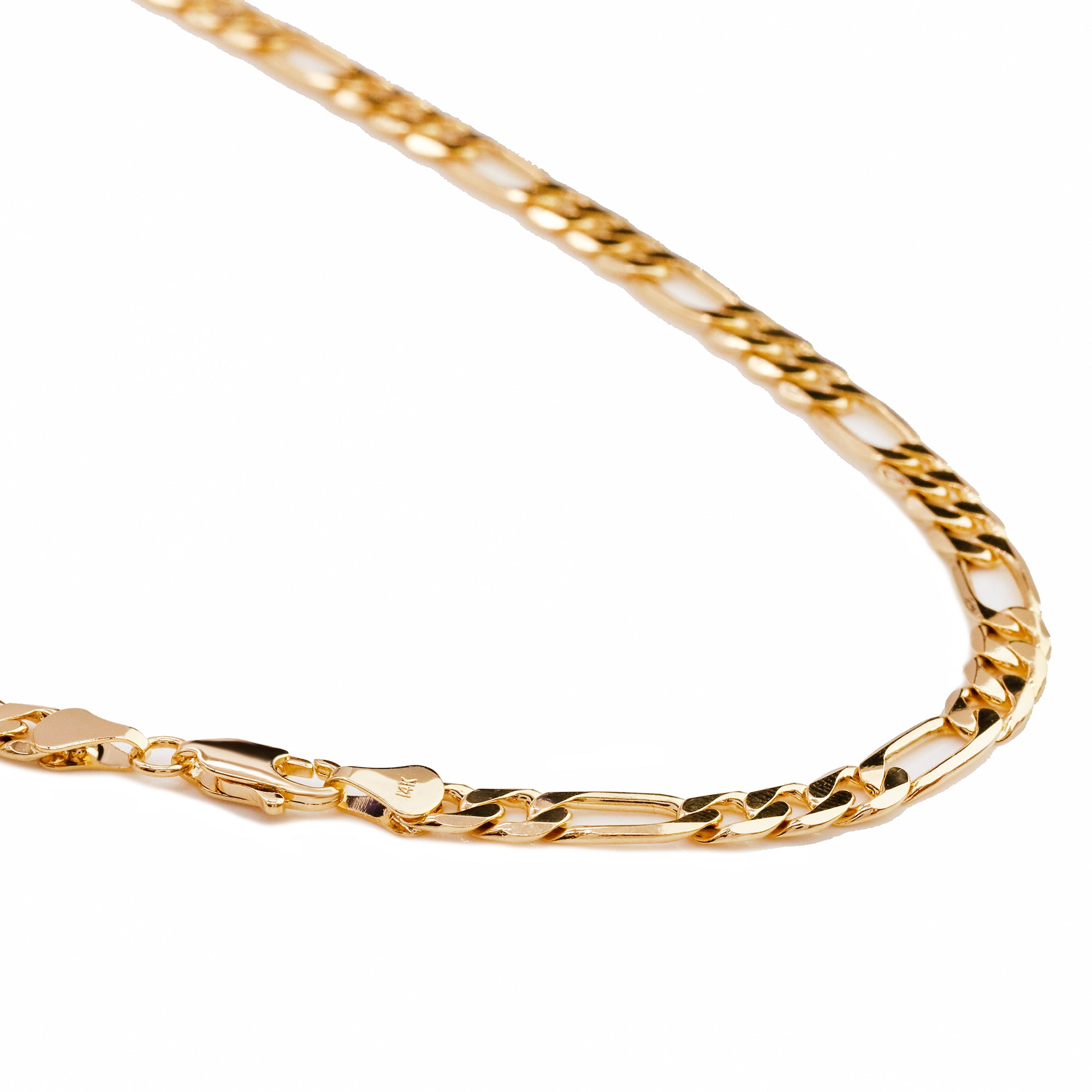 Figaro Link Choker Chain 18" Inches 6mm / 14k Gold Plated