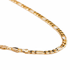 Figaro Link Choker Chain 18" Inches 6mm / 14k Gold Plated