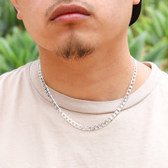 Cuban Link Choker Chain 18" Inches 7mm / 925 Silver Plated