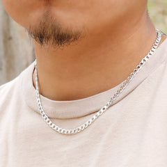 Cuban Link Choker Chain 18" Inches 5mm / 925 Silver Plated