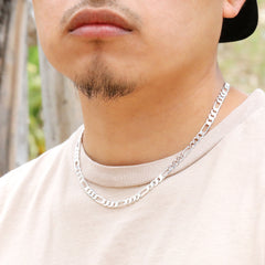 Figaro Link Choker Chain 18" Inches 6mm / 925 Silver Plated