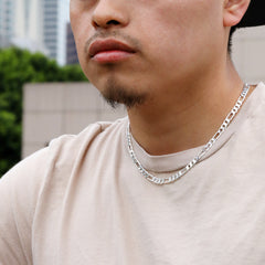 Figaro Link Choker Chain 18" Inches 6mm / 925 Silver Plated