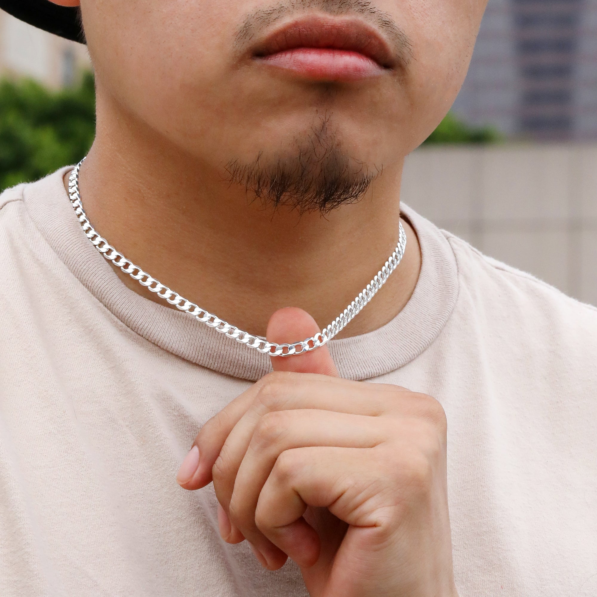 Cuban Link Choker Chain 18" Inches 5mm / 925 Silver Plated