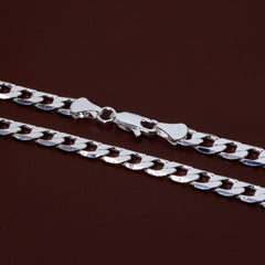 Cuban Link Choker Chain 18" Inches 7mm / 925 Silver Plated