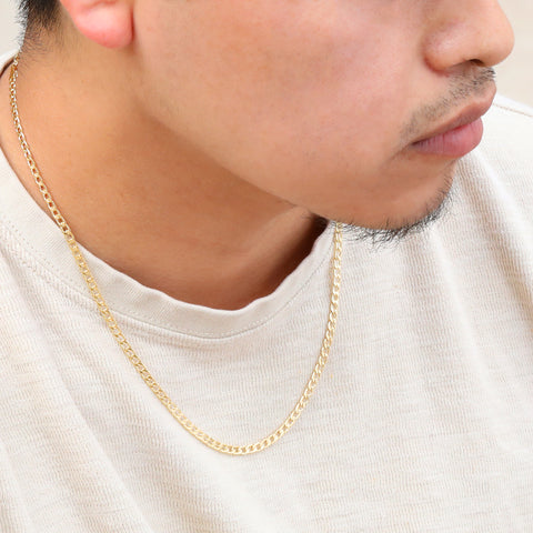 Curved 3.5mm Gold Cuban Link Choker Chain 20" / 14K Gold Plated