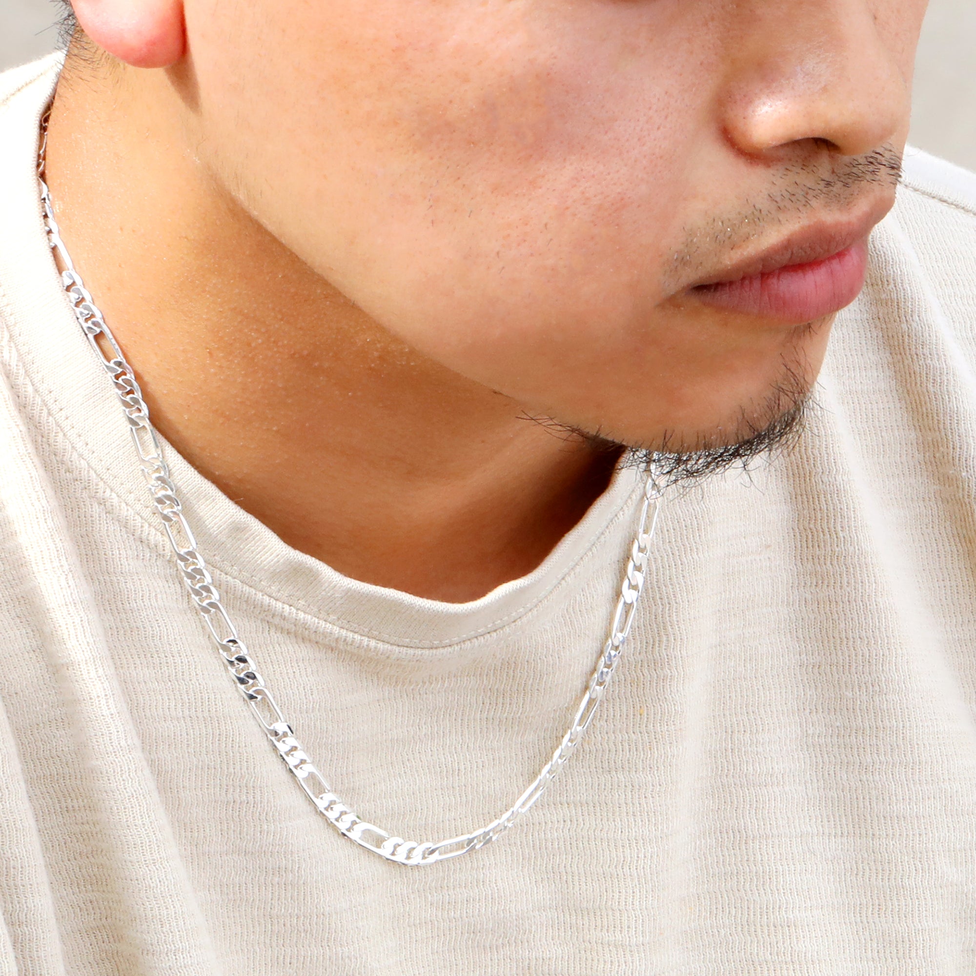 5mm Figaro Link Choker Chain 20" / 925 Silver Plated