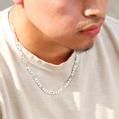 6mm Figaro Link Choker Chain 20" / 925 Silver Plated