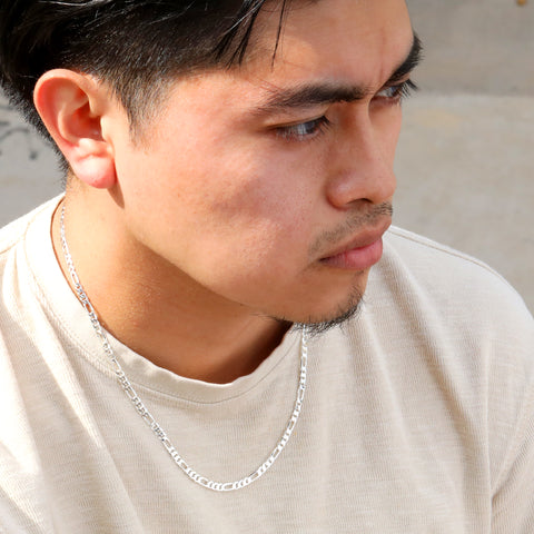 4mm Figaro Link Choker Chain 20" / 925 Silver Plated