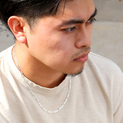 4mm Figaro Link Choker Chain 20" / 925 Silver Plated