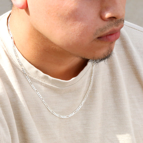 3mm Figaro Link Choker Chain 20" / 925 Silver Plated