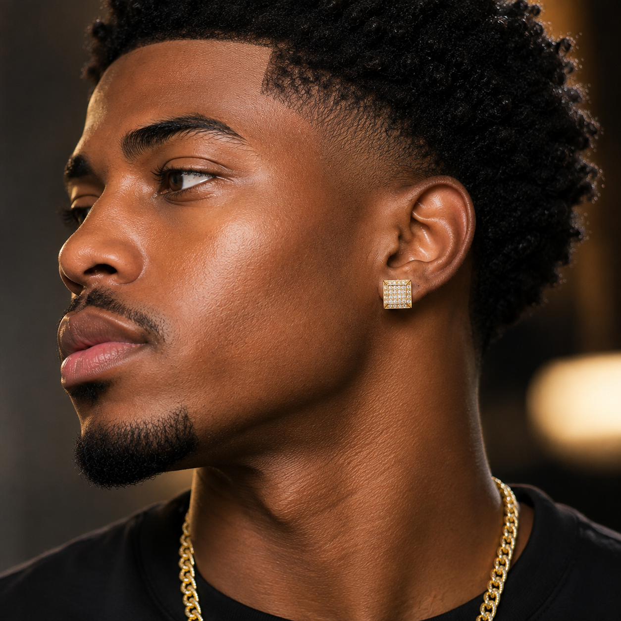 Hip Hop Square Stud Earrings – AAA+ CZ Mounted Gold Iced Out Earrings for Men & Women | Fashion Jewelry